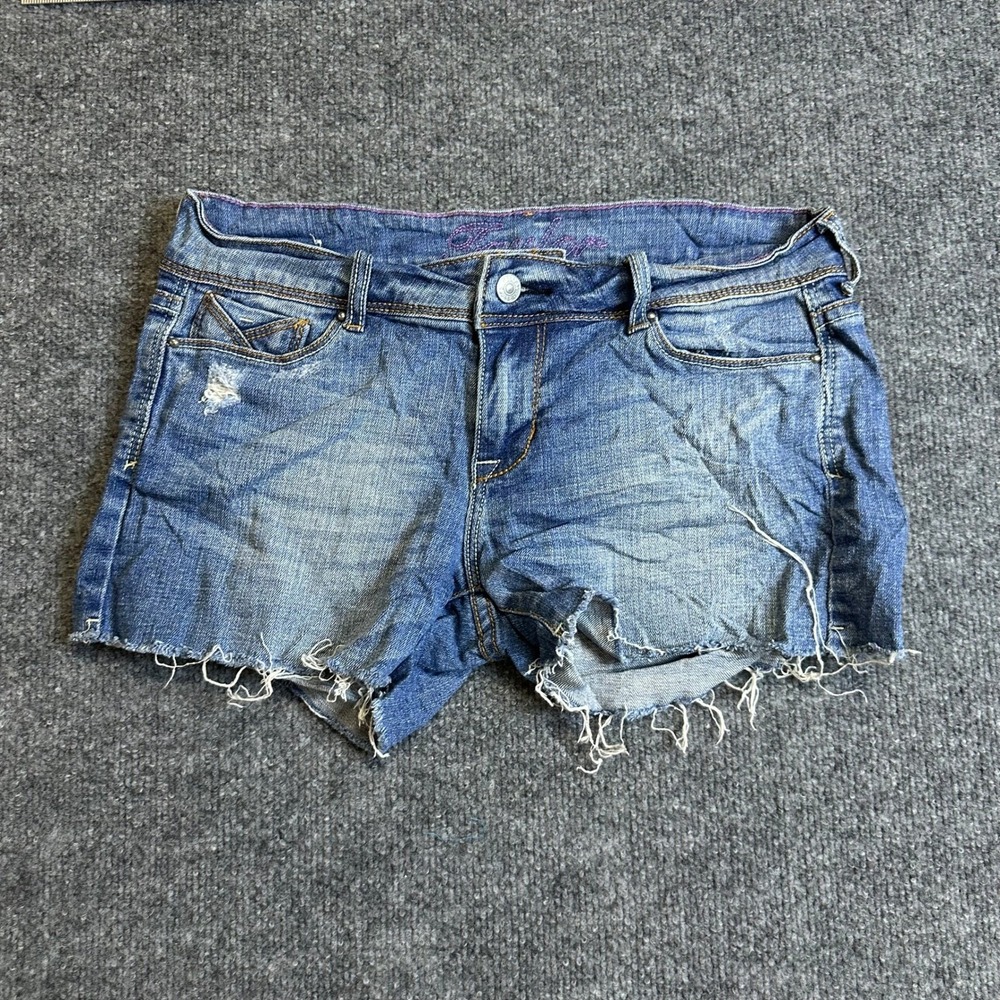 d.e.p.t. Shorts Womens Size 7/8 Blue Denim Cut Off Low Rise Frayed Casual Stains